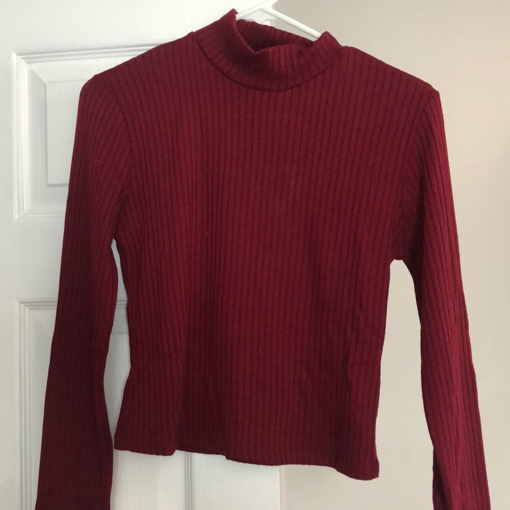 Maroon crop turtle neck sweater